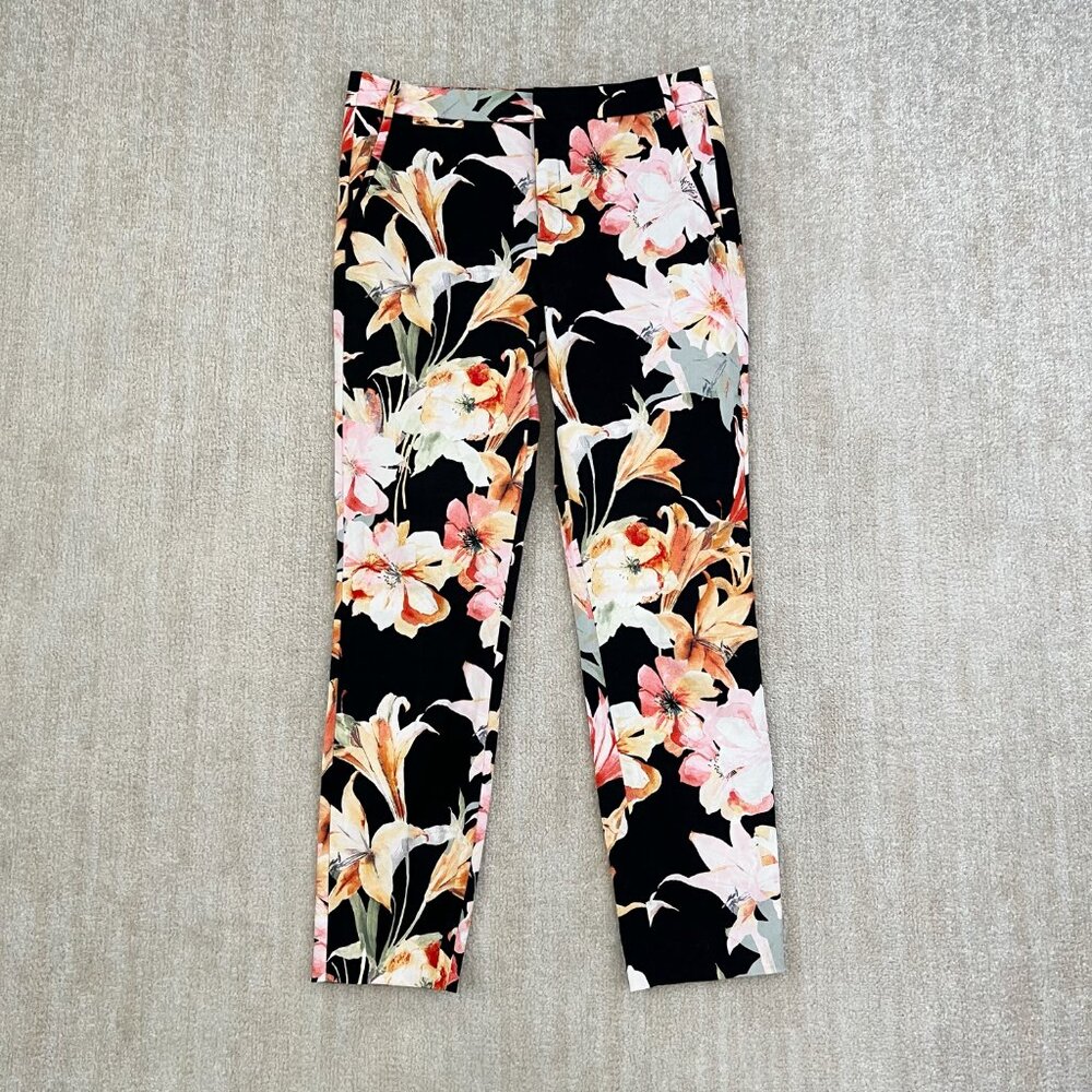 ZARA High Waisted Crop Floral Trousers Pants 6